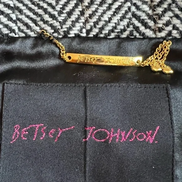 Adorable Betsey Johnson Herringbone Tweed Car Coat - Size 14 - Picture 8 of 12